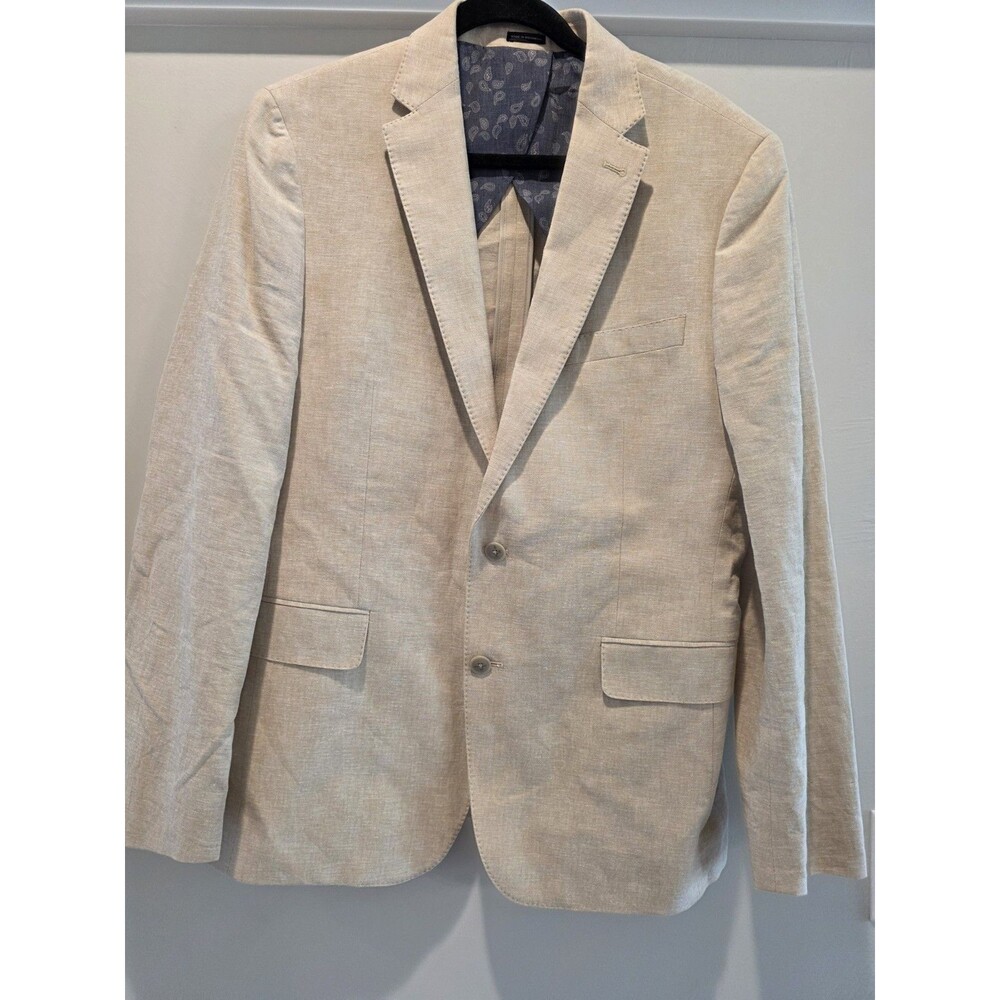 Joseph Abboud Light Beige Linen Shirt Jacket Sport Coat / Blazer Cotton Linen 42